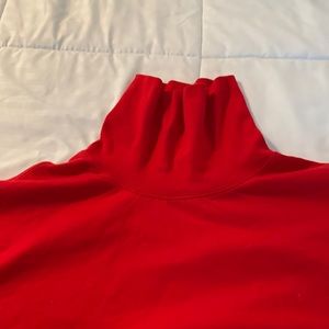 Mens lands end bright red cotton long sleeve turtleneck